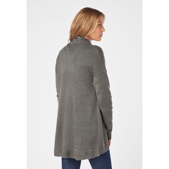 Plus Size Dark Gray Drape Front Knit Cardigan - Picture 2 of 6